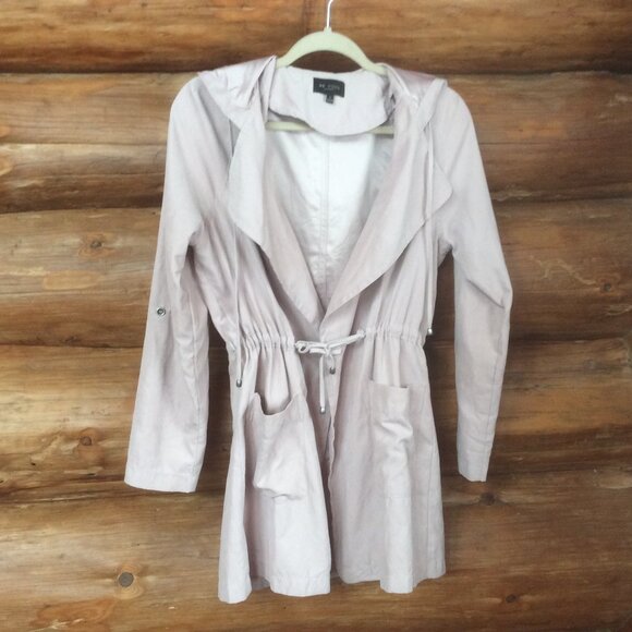 Be Cool Los Angeles Blush Pink Hooded Trench Cargo Utility Jacket Size Small - Picture 1 of 5